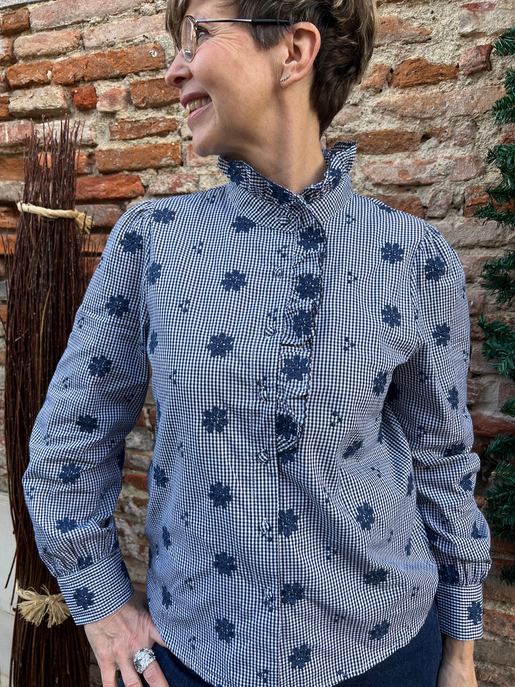 chemise BB fleurs marine