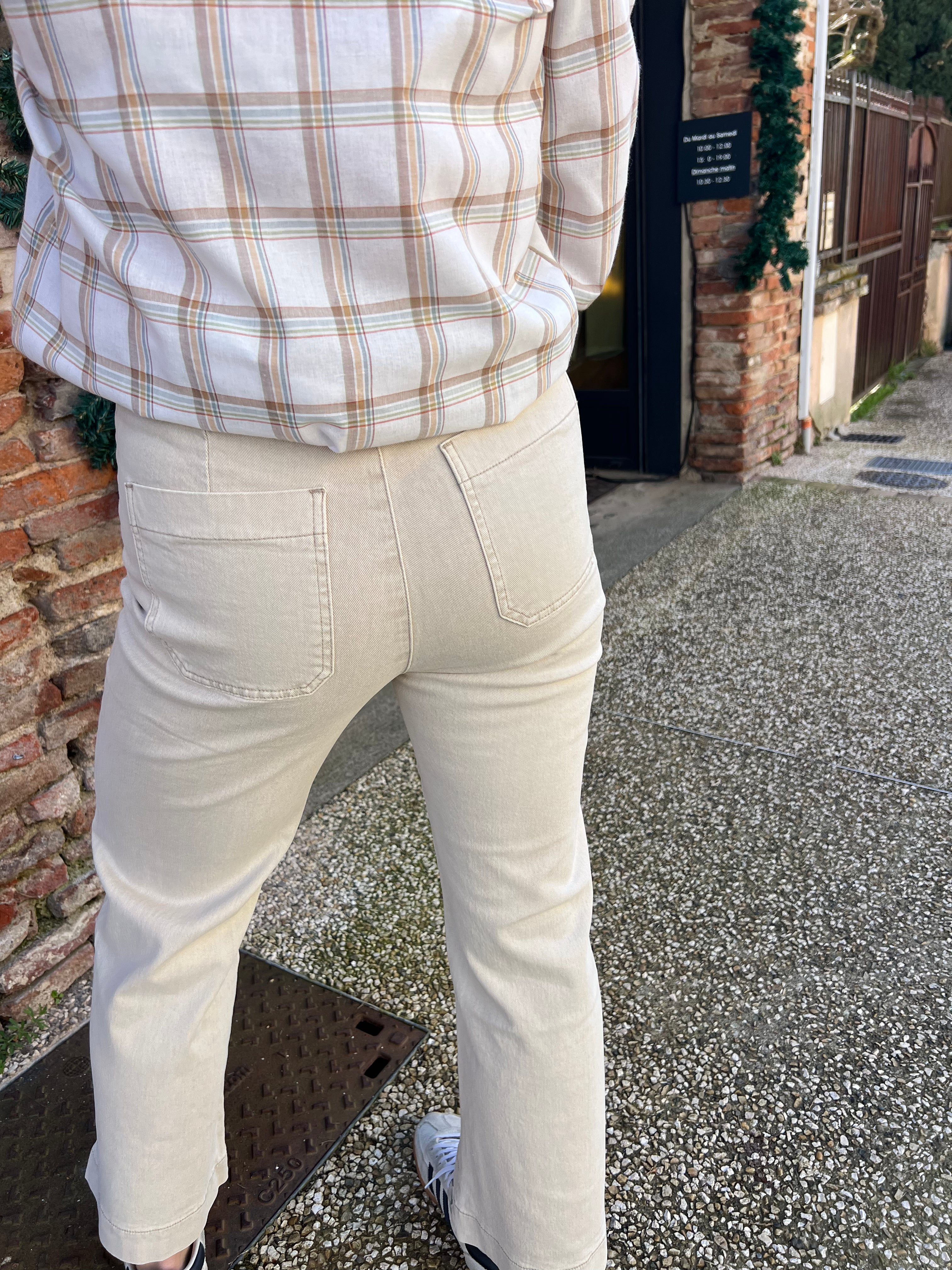 pantalon pont jean beige oraije