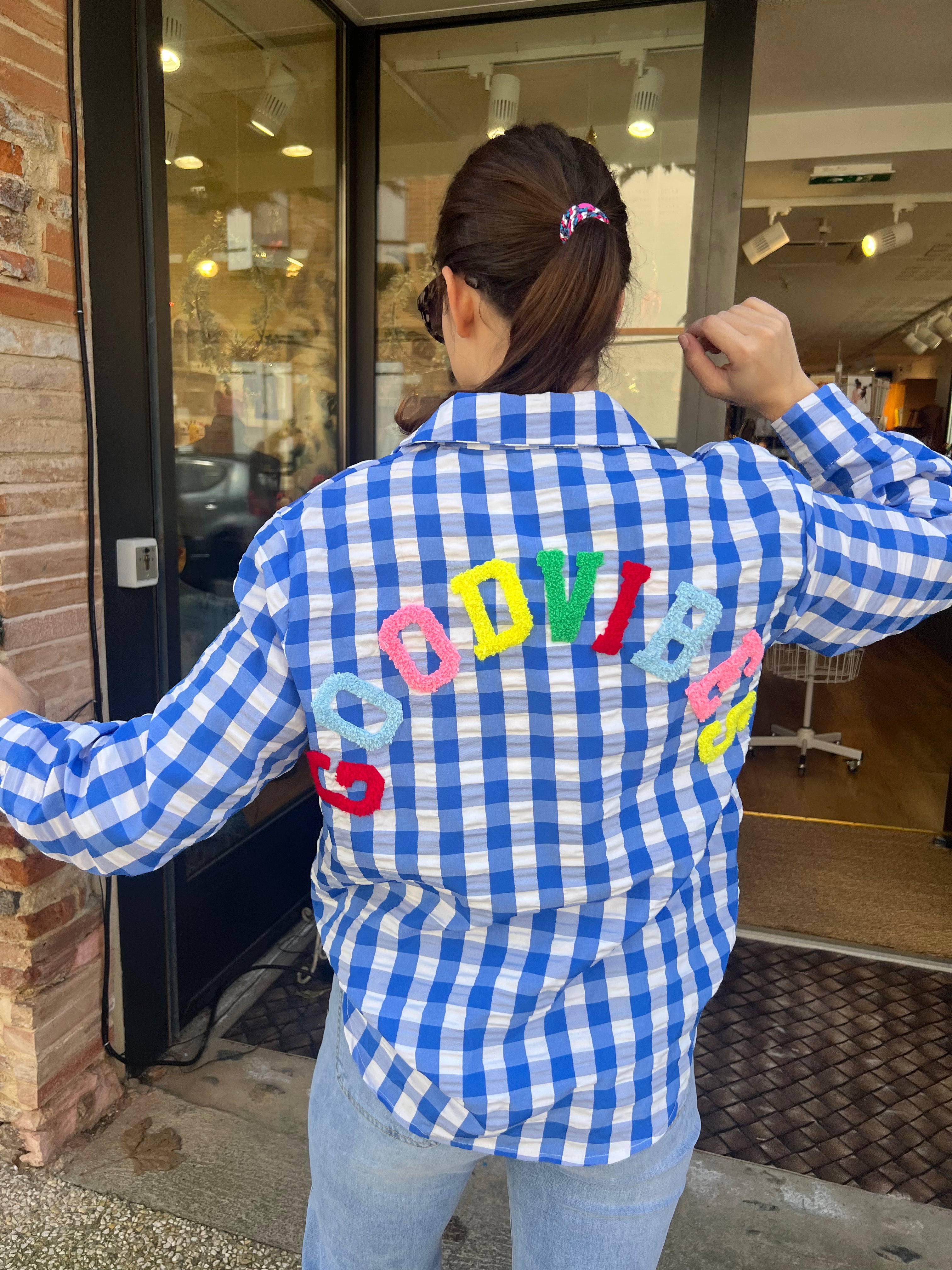 chemise "Good Vibes" bleue